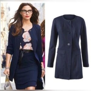 Cabi Women’s Lido Jacket, Navy Blue, Button Up, Mid-Length, Size L, Style #5093